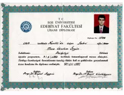 Ege Üniversitesi Edebiyat Fakültesi Diploması